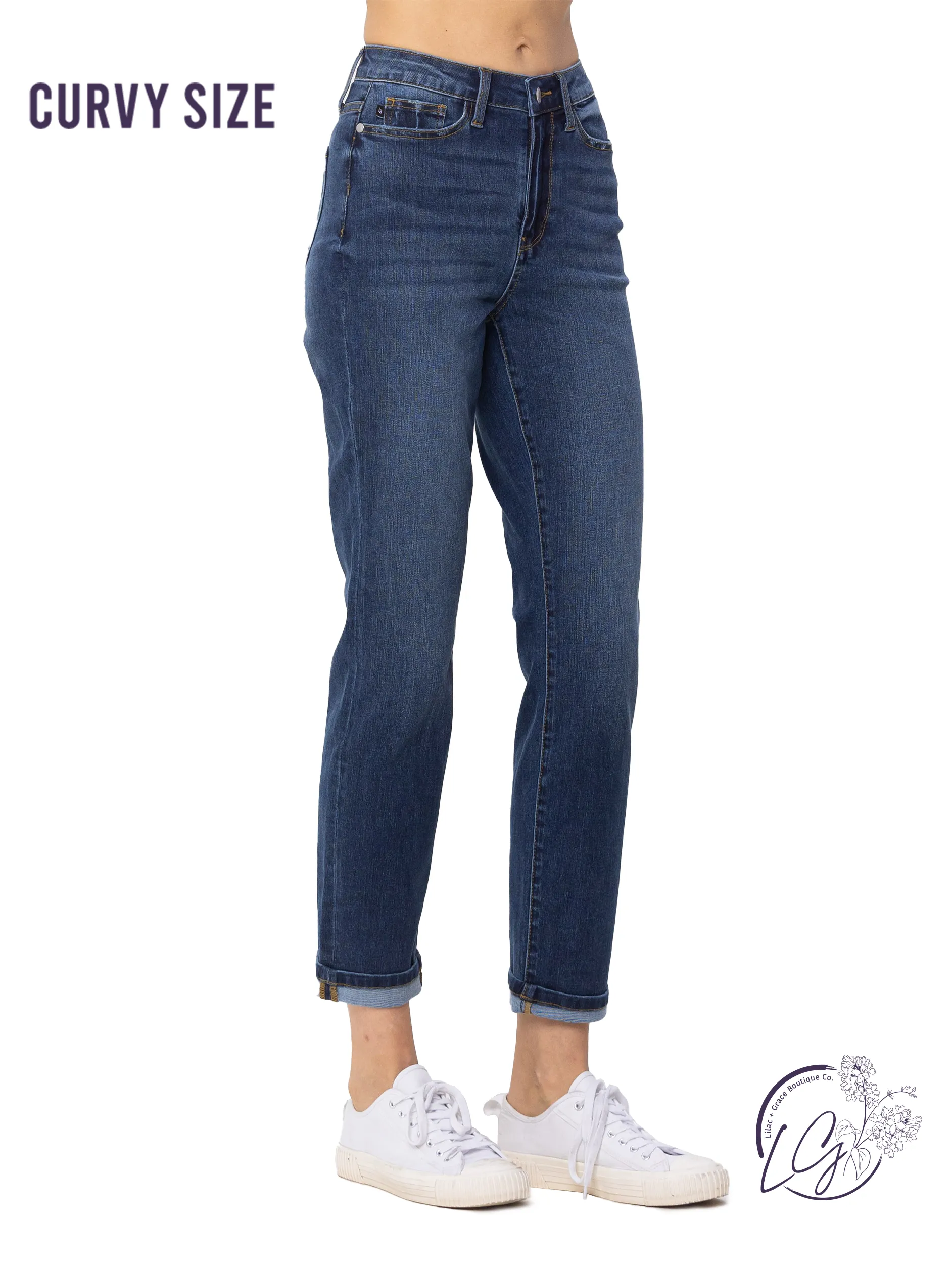 Curvy Margaret High-Waist Cool Denim Sustainable Cuff By Judy Blue