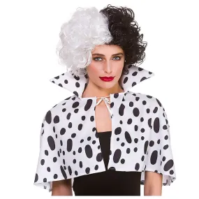 Dalmatian Print Cape High Collar Cruel Lady Fancy Dress Spots