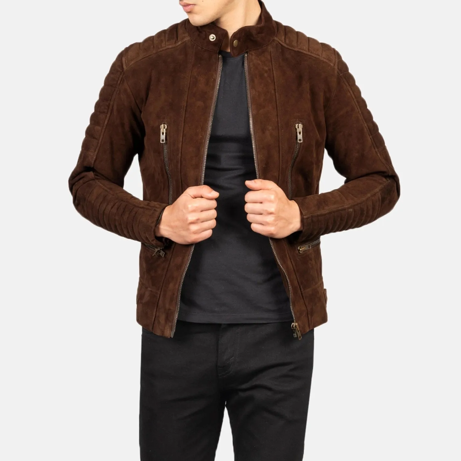 Damian Mocha Suede Biker Jacket