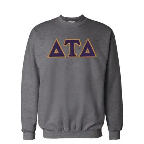 Delt Dark Heather Crew Neck Sweatshirt with Sewn On Letters