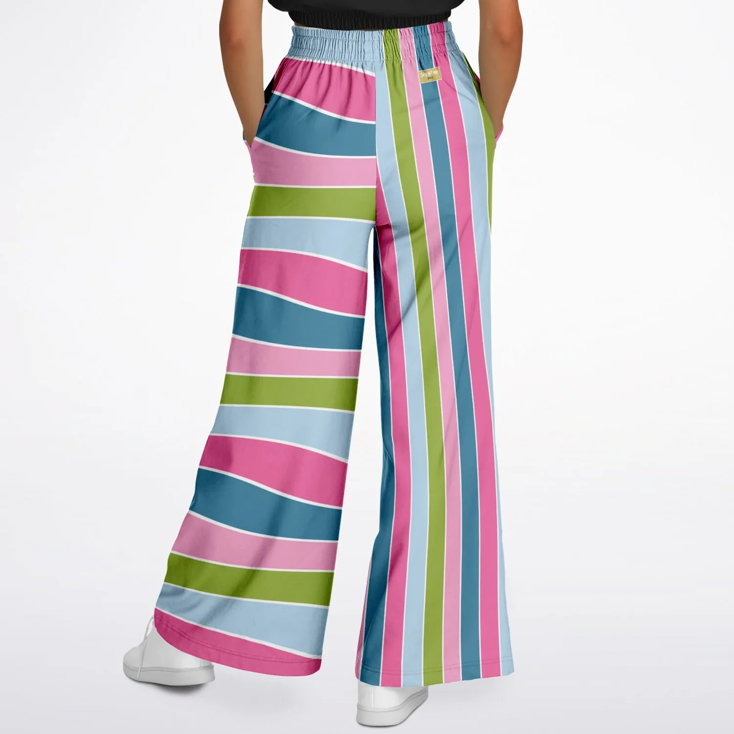 Easter Pastel Rugby Stripe Eco-Poly Wide Leg Pants