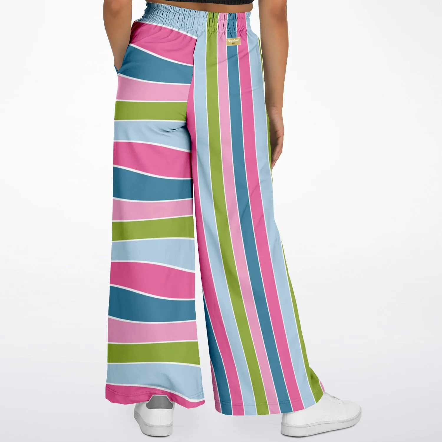 Easter Pastel Rugby Stripe Eco-Poly Wide Leg Pants