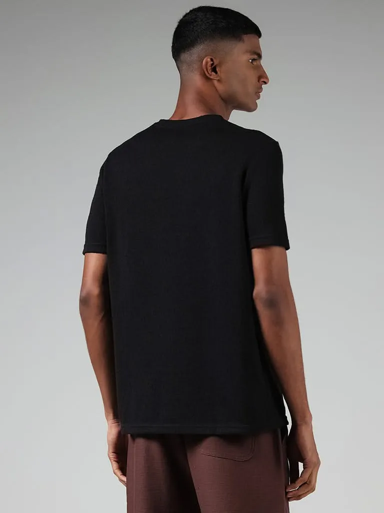 ETA Solid Black Slim-Fit T-Shirt