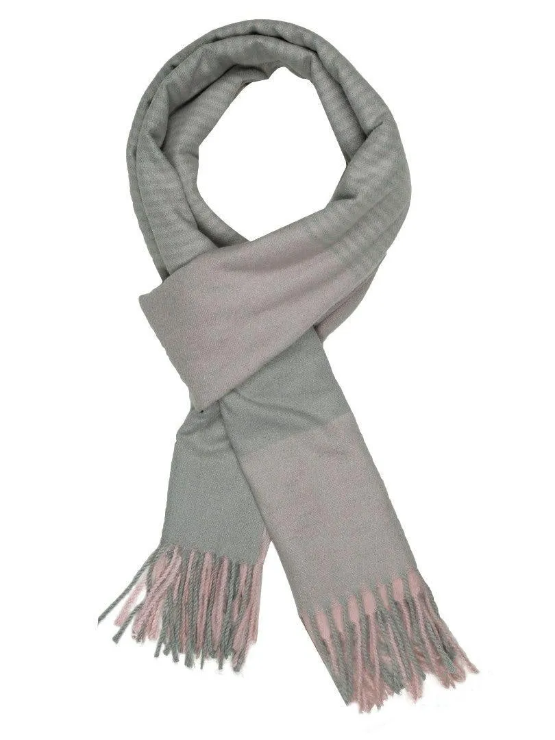 FabSeasons BabyPink-Grey Woolen Scarf, Muffler, Shawl and Stole for Winters