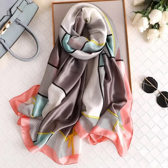 Fashion Silk Scarf Printed Bandana Shawl #LZ141