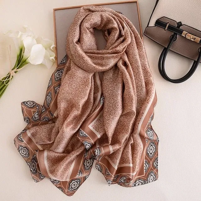 Fashion Silk Scarf Printed Bandana Shawl #LZ141