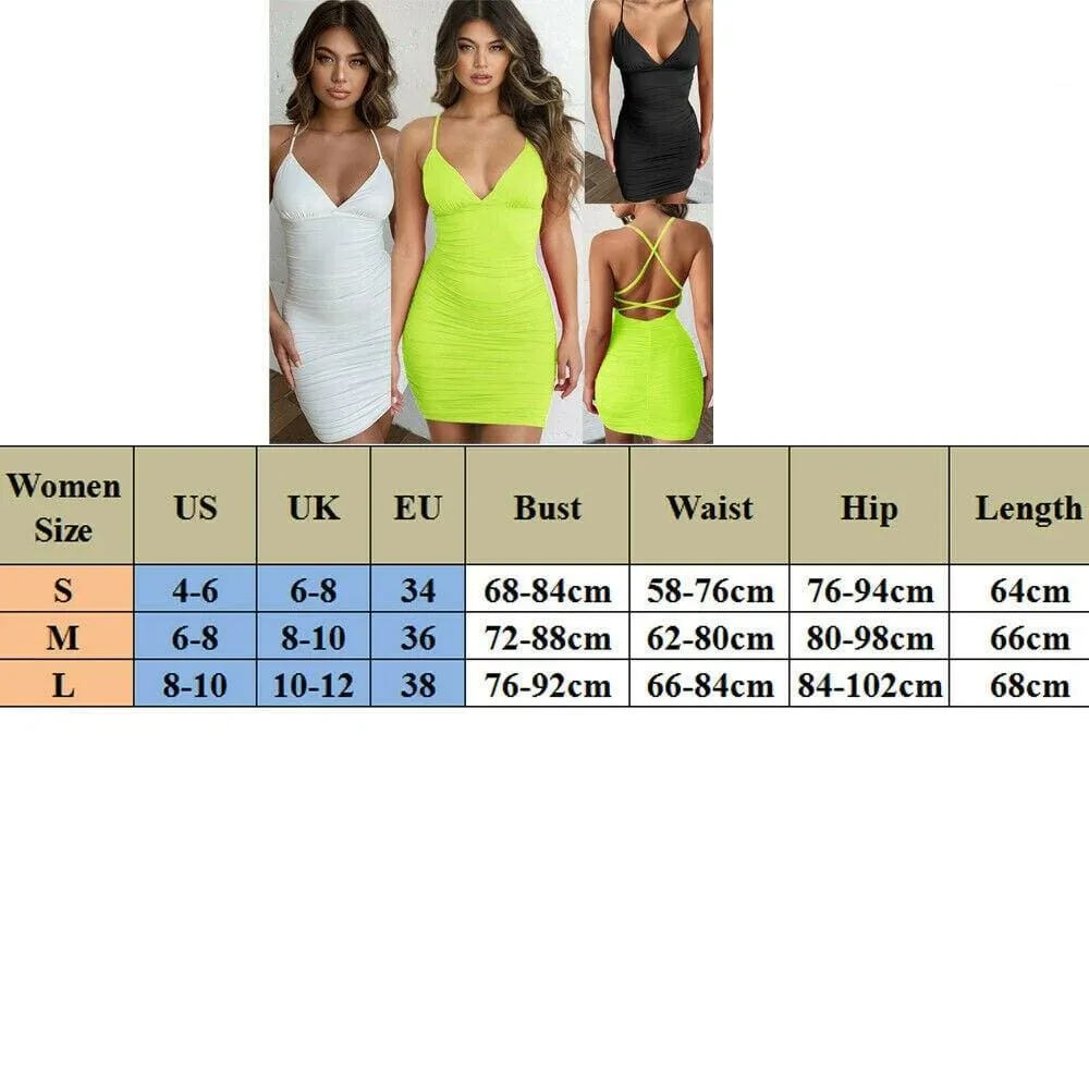 FashionSierra - Women V Neck Bandage Club Dress Ladies Bodycon Backless Strappy Cocktail Party Dress Summer Casual Beach Sundress