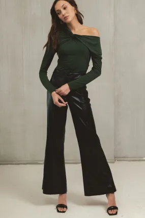 Faux Leather High Waist Flare Pants