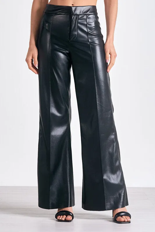 Faux Leather High Waist Flare Pants