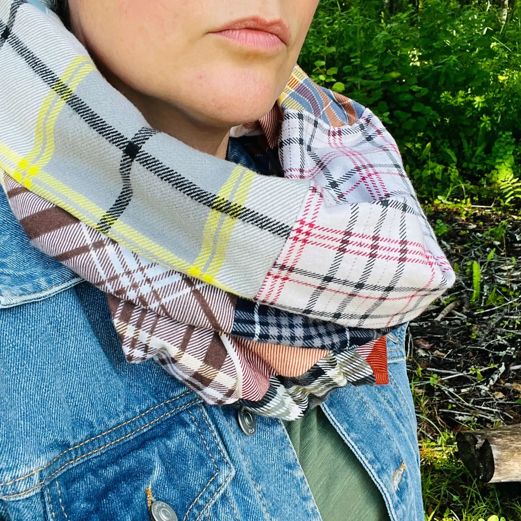 Flannel Patchwork Infinity Scarf