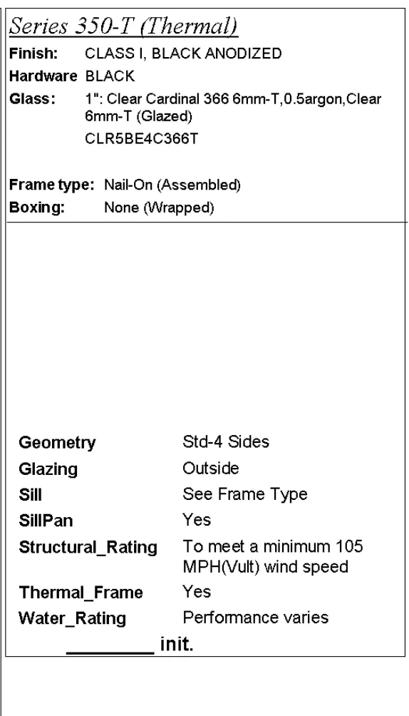 Fleetwood | Series 350-T Picture Window, Frame 48W x 80H Black Anodized Alum