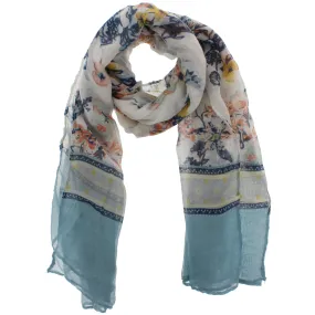 Floral Print Scarf with Border