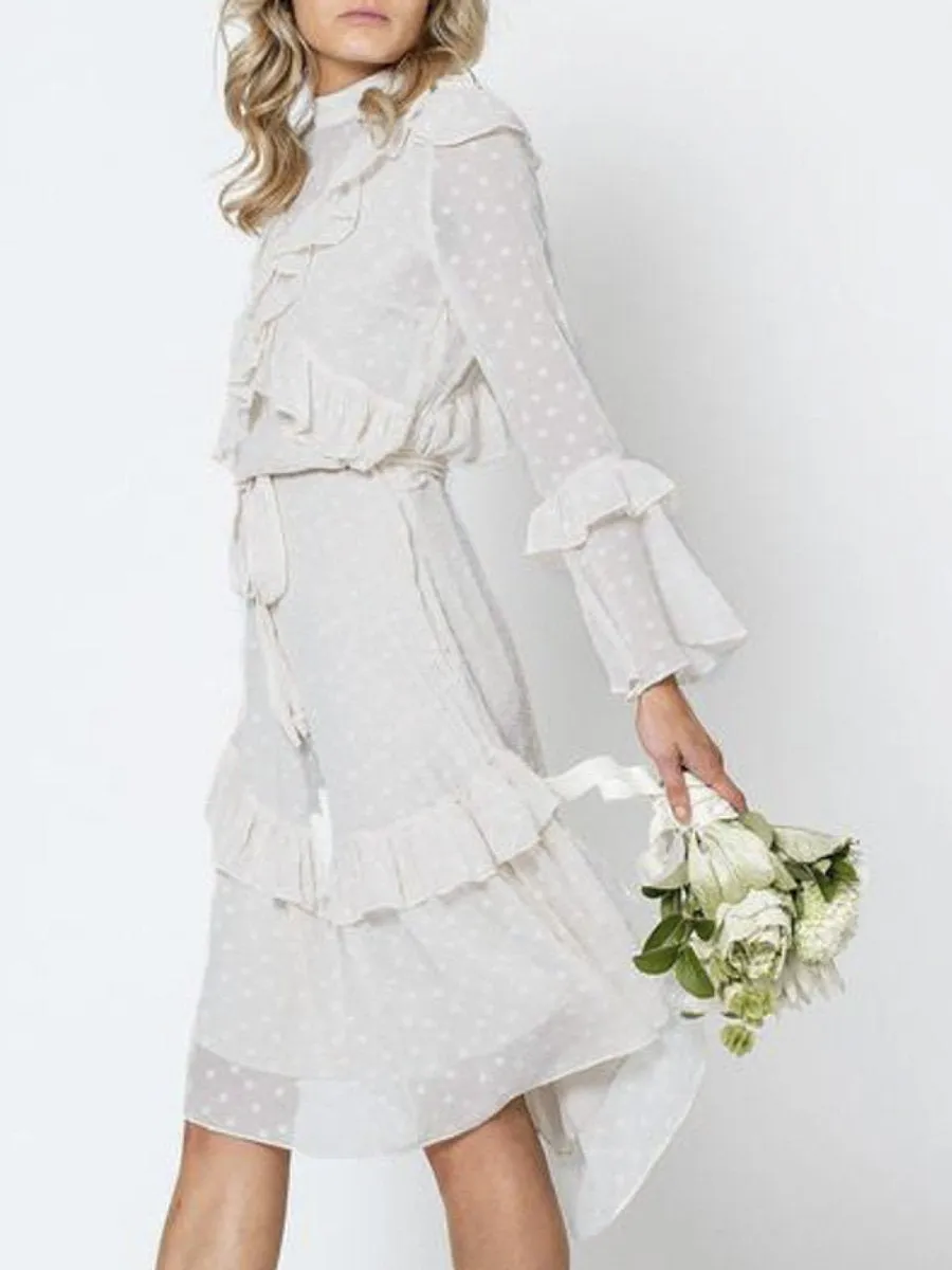 Flower Polka Boho Dress - White