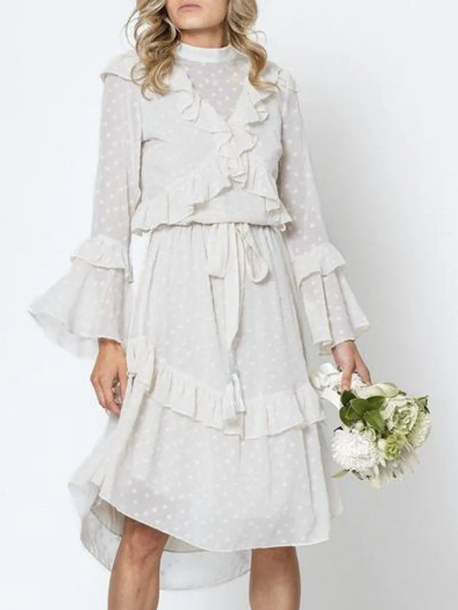 Flower Polka Boho Dress - White