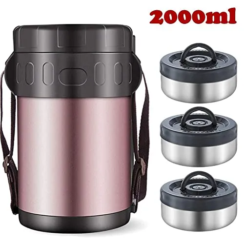 Food,Stainless Steel Insulated Food Jar Container for Lunch/Hot Food,T Leak Proof,Withoutbag,2L