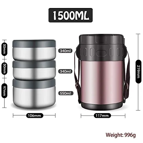 Food,Stainless Steel Insulated Food Jar Container for Lunch/Hot Food,T Leak Proof,Withoutbag,2L