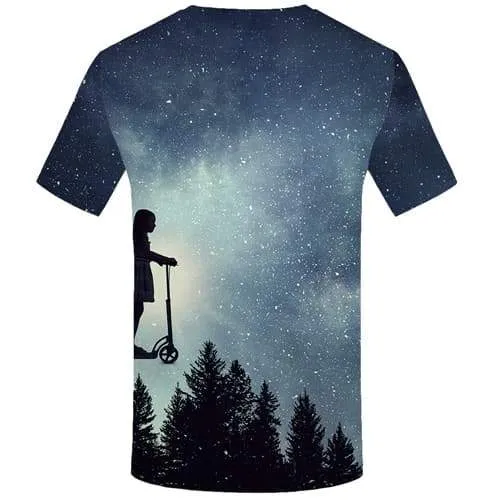 Galaxy Space T-shirt Men Forest T shirts Funny Nebula Tshirts Novelty Character T-shirts Graphic Art Tshirt Anime Short Sleeve