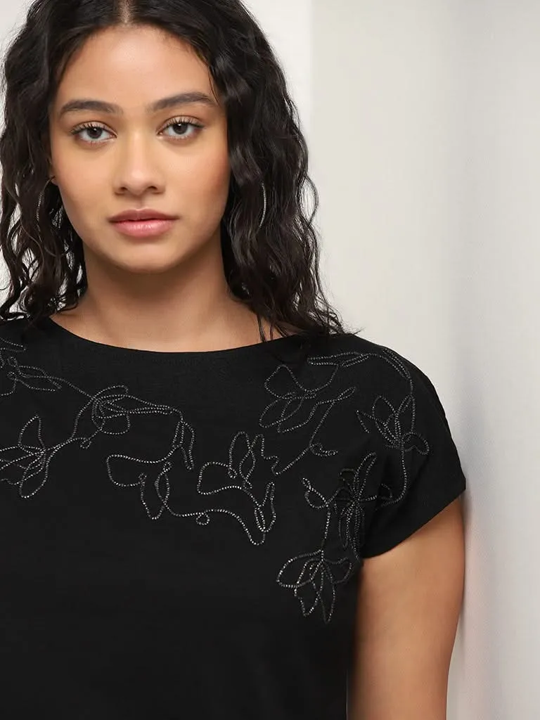 Gia Black Embellished T-Shirt