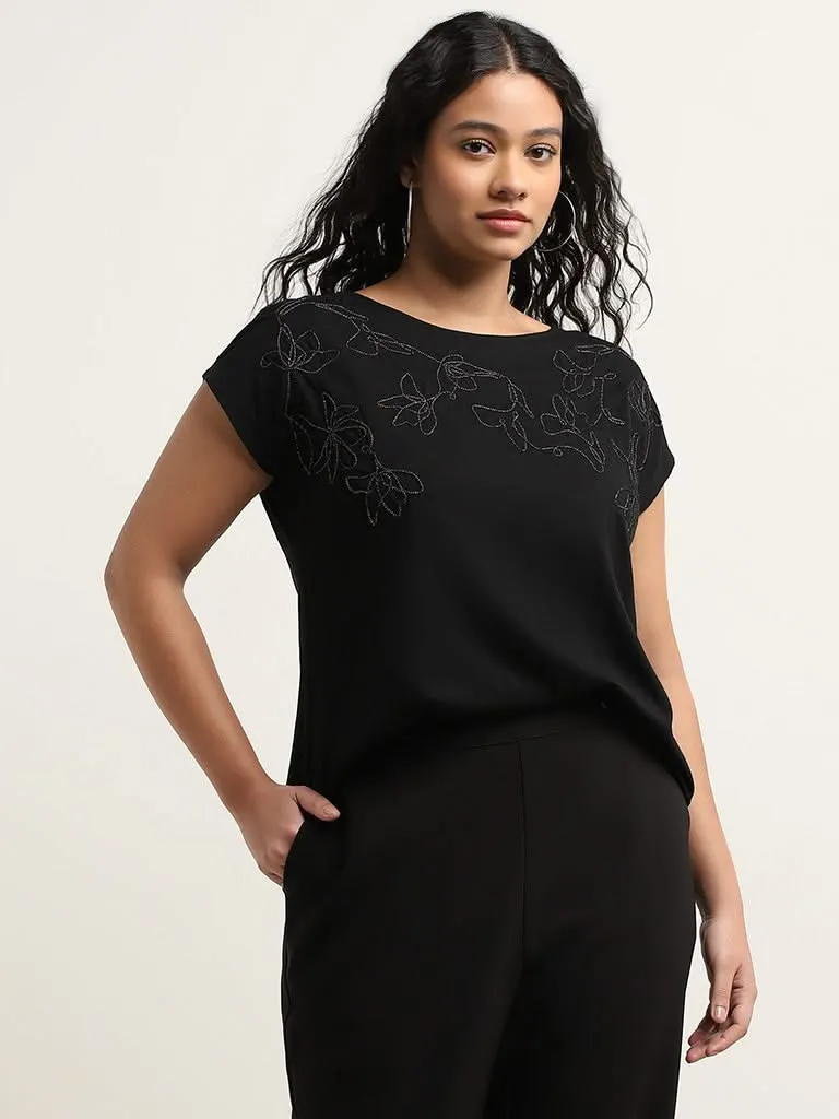 Gia Black Embellished T-Shirt