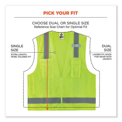 Glowear 8249z-s Single Size Class 2 Economy Surveyors Zipper Vest, Polyester, 5x-large, Lime, Ships In 1-3 Business Days