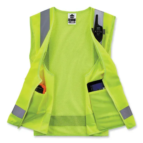 Glowear 8249z-s Single Size Class 2 Economy Surveyors Zipper Vest, Polyester, 5x-large, Lime, Ships In 1-3 Business Days