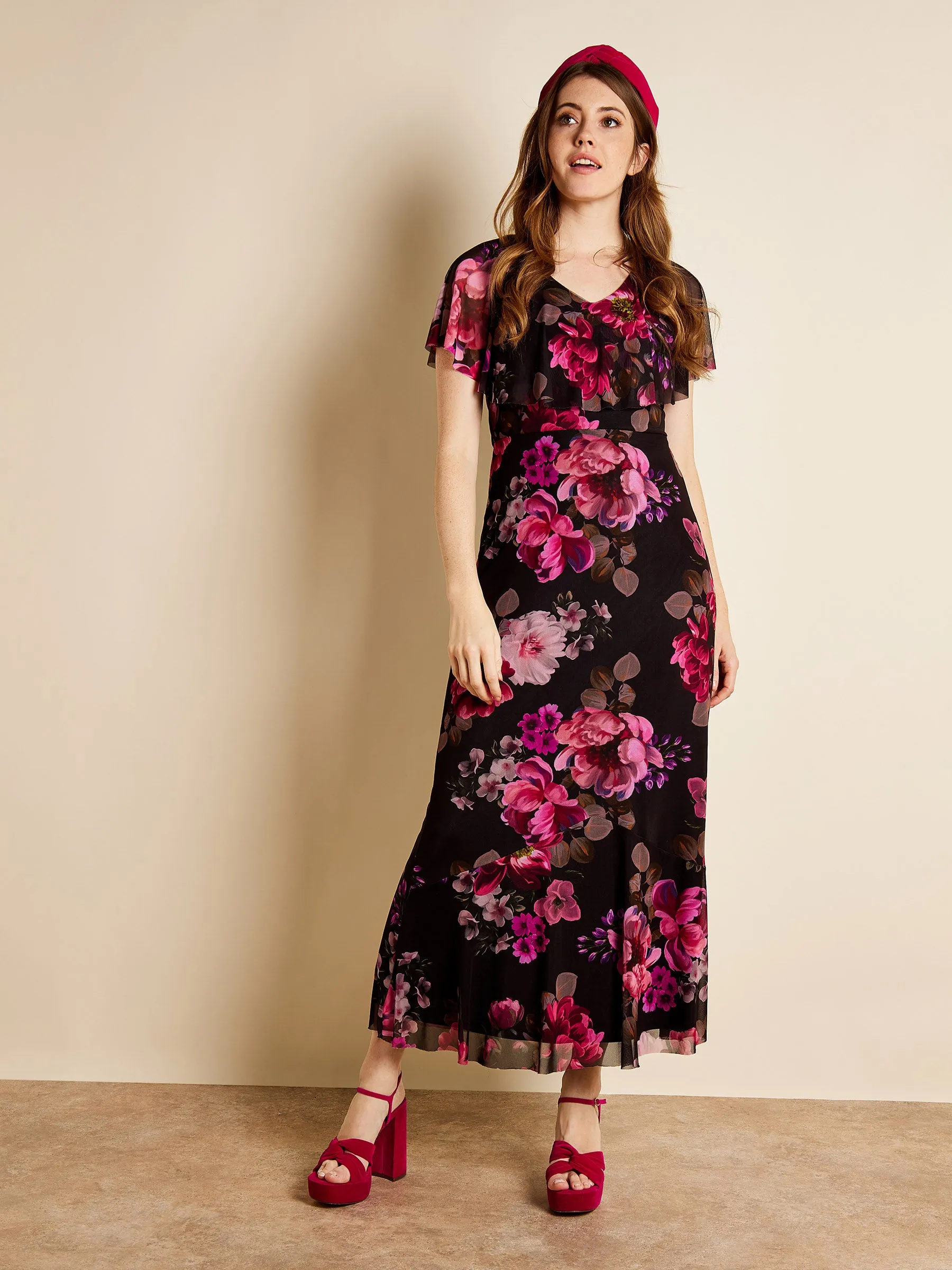 GWD Jenny Floral Print Short Sleeve Maxi Dress