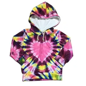 Heart Pink / Fuchsia Tie Dye Hooded Sweatshirt