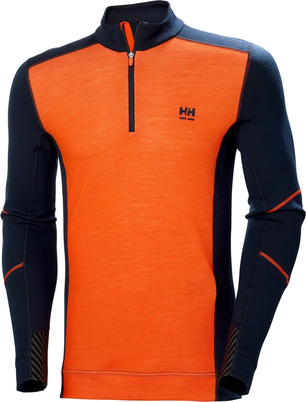 Helly Hansen Workwear Men&#x27;s Halfzip Shirt Lifa Merino Navy/Orange | Buy Helly Hansen Workwear Men&#x27;s Halfzip Shirt Lifa Merino Navy/Orange here | Outnorth