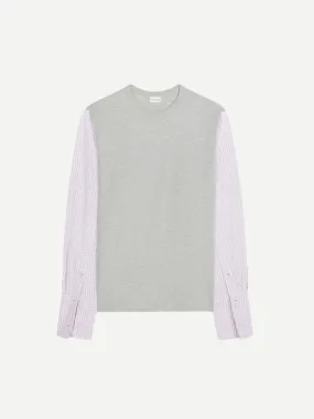 Heos Contrast Sleeves T-Shirt in Grey Melange