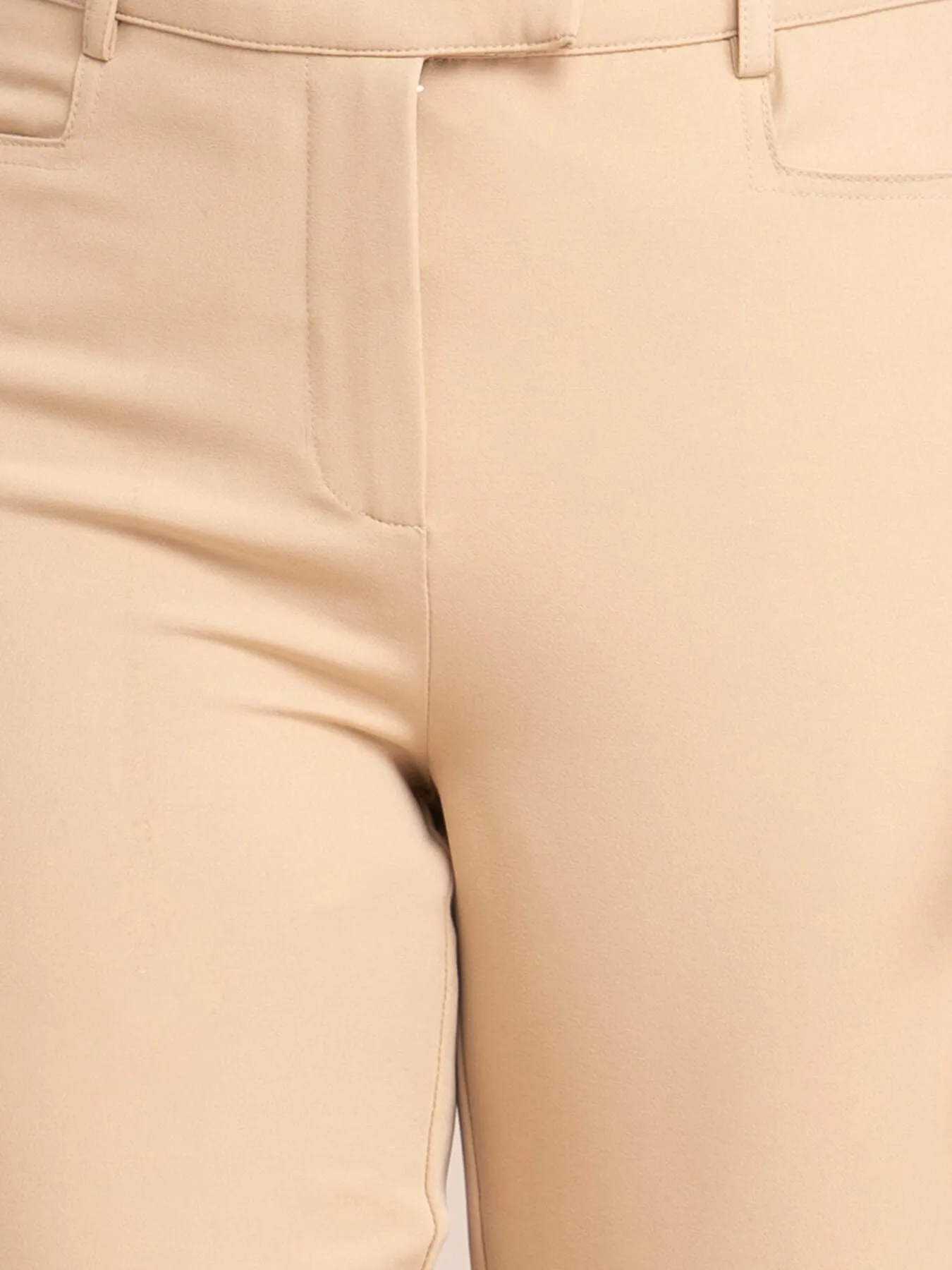 High Waist Bootcut Pants - Beige