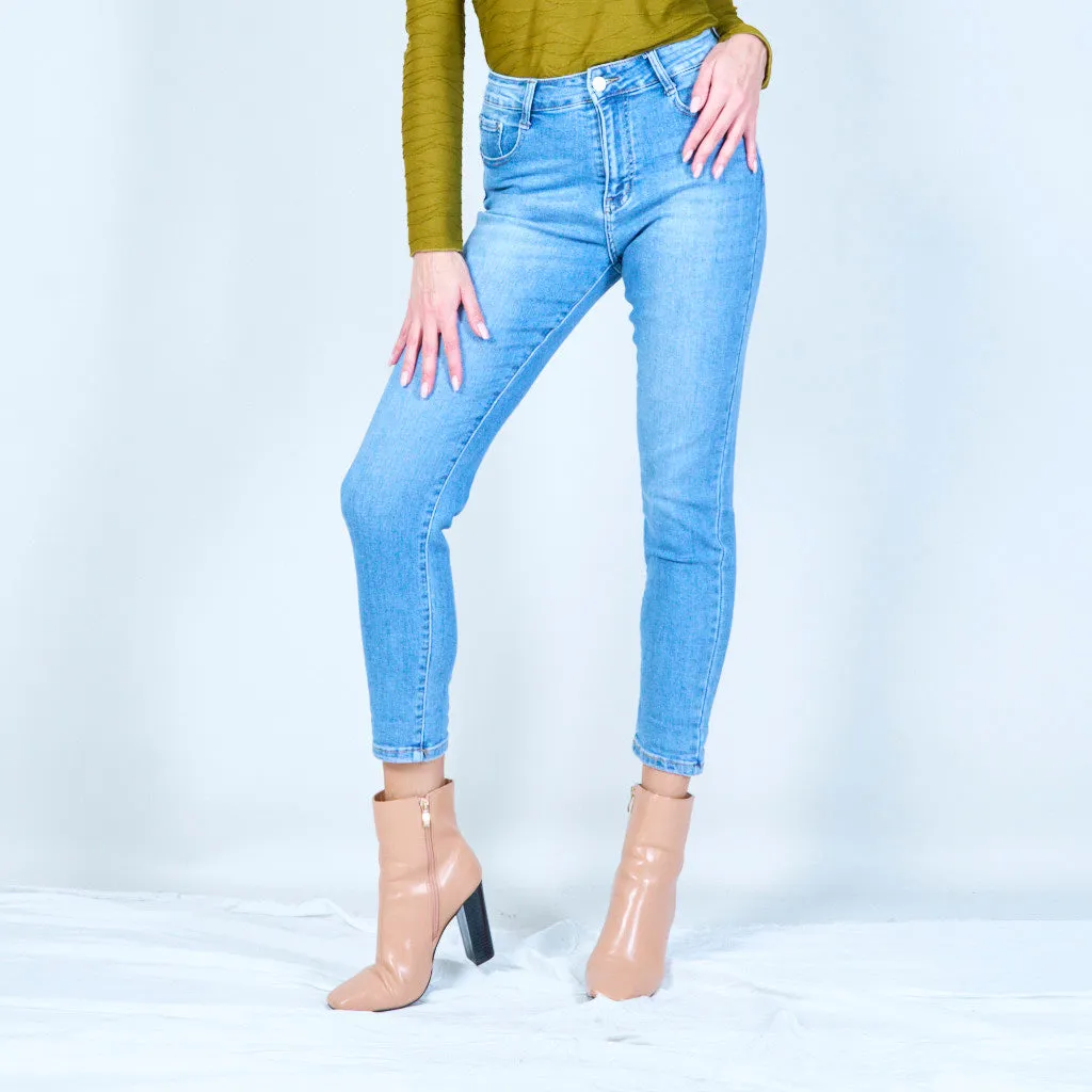 High-waist cropped denim pants wholesale