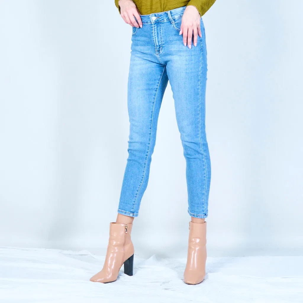 High-waist cropped denim pants wholesale