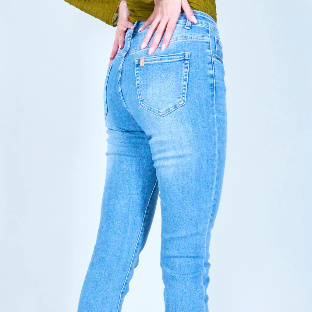 High-waist cropped denim pants wholesale