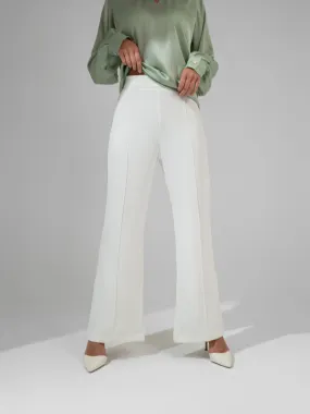 High-waist flared trousers – White