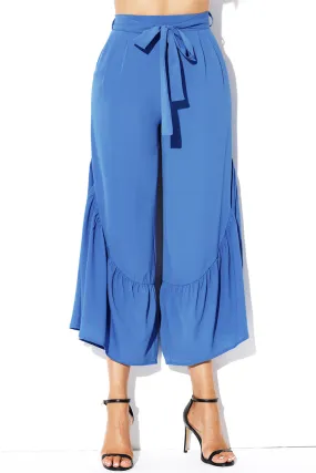 High Waist Side Ruffle Palazzo Pants