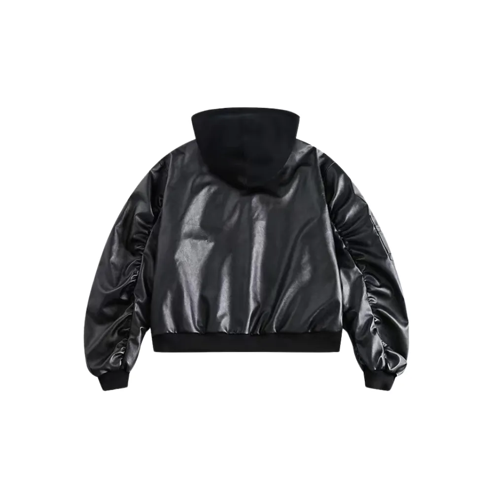 hooded leather jacket