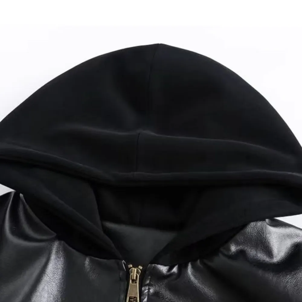 hooded leather jacket