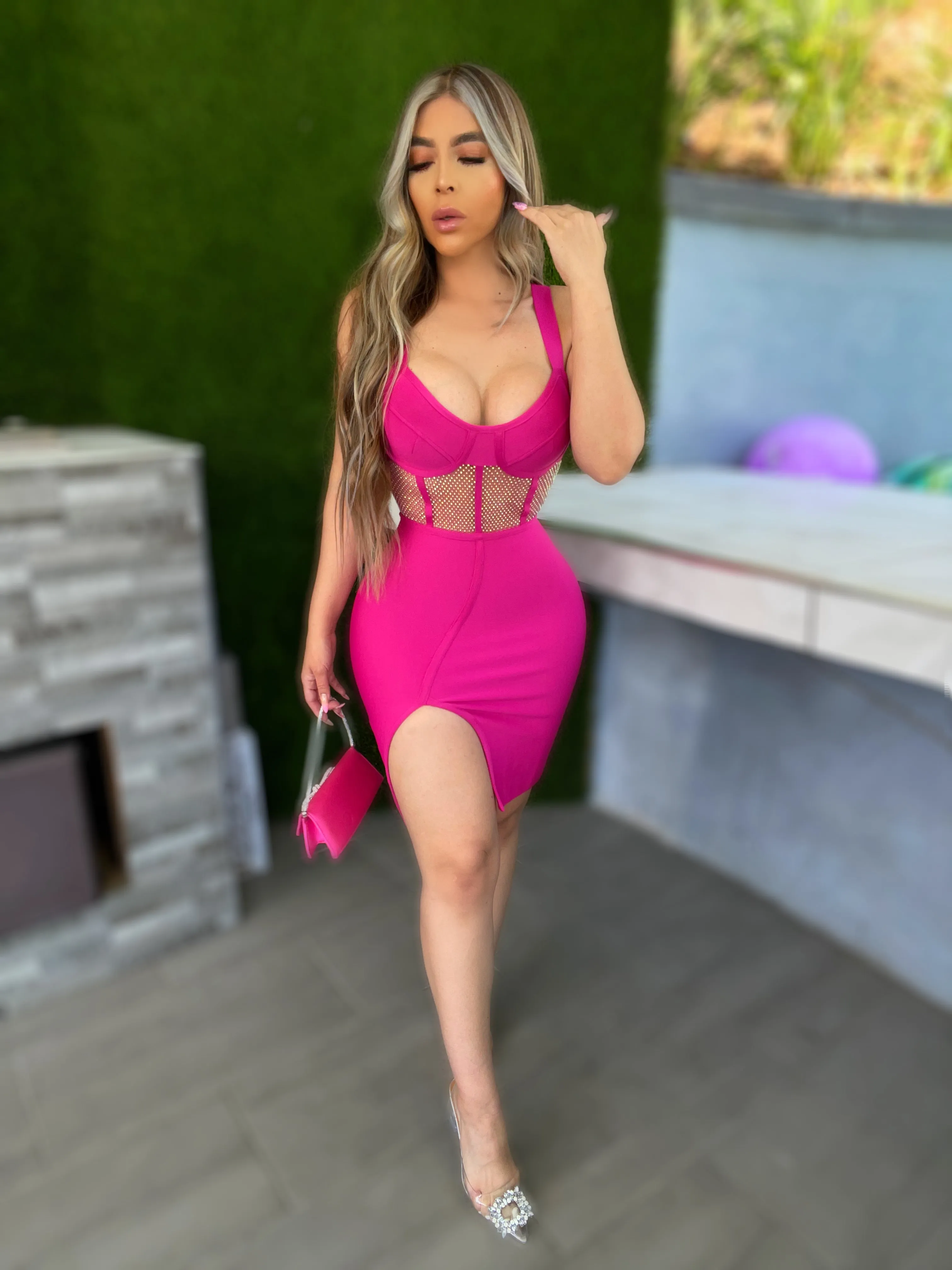 Iris Bodycon Dress(Pink)