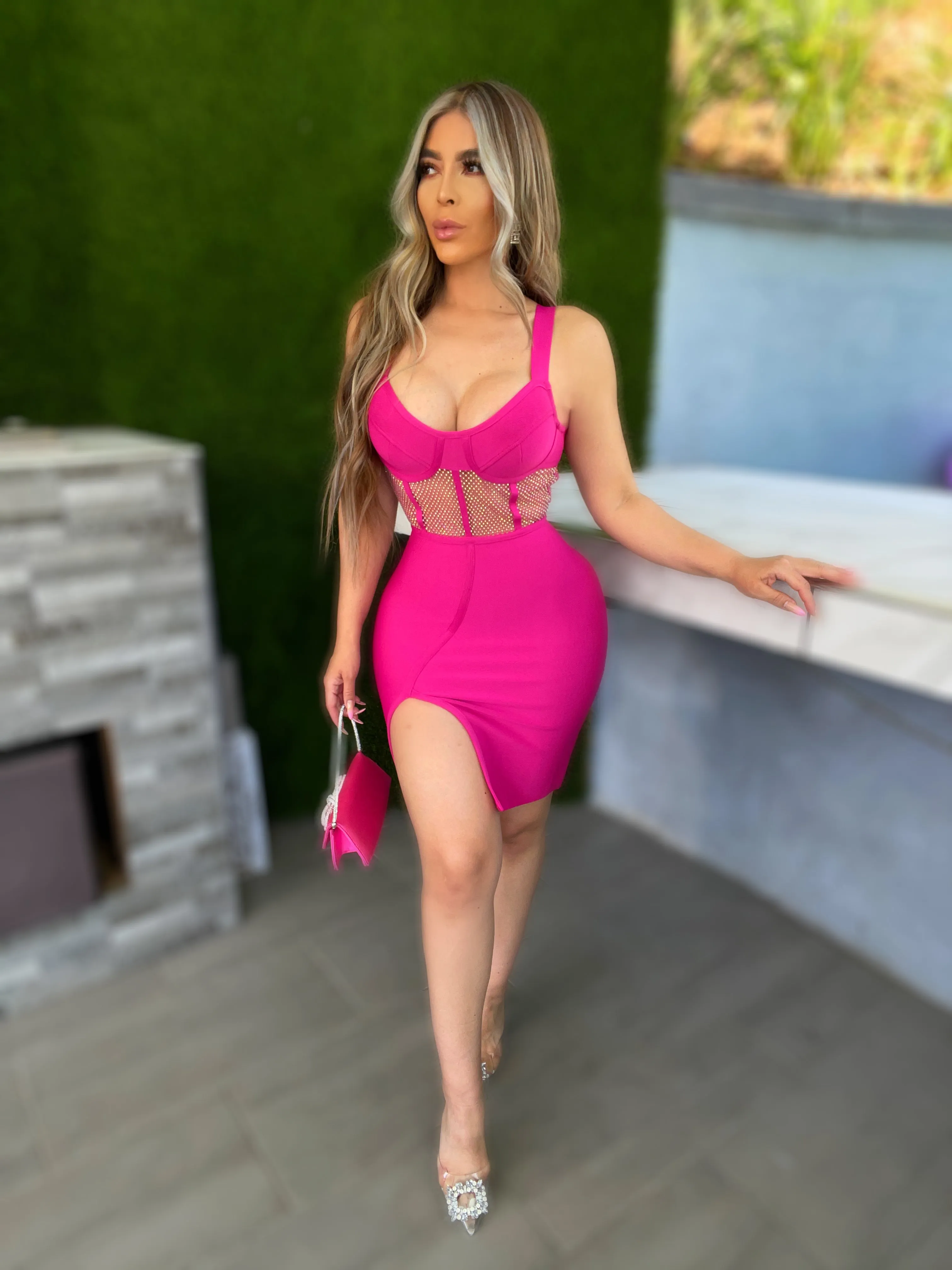 Iris Bodycon Dress(Pink)