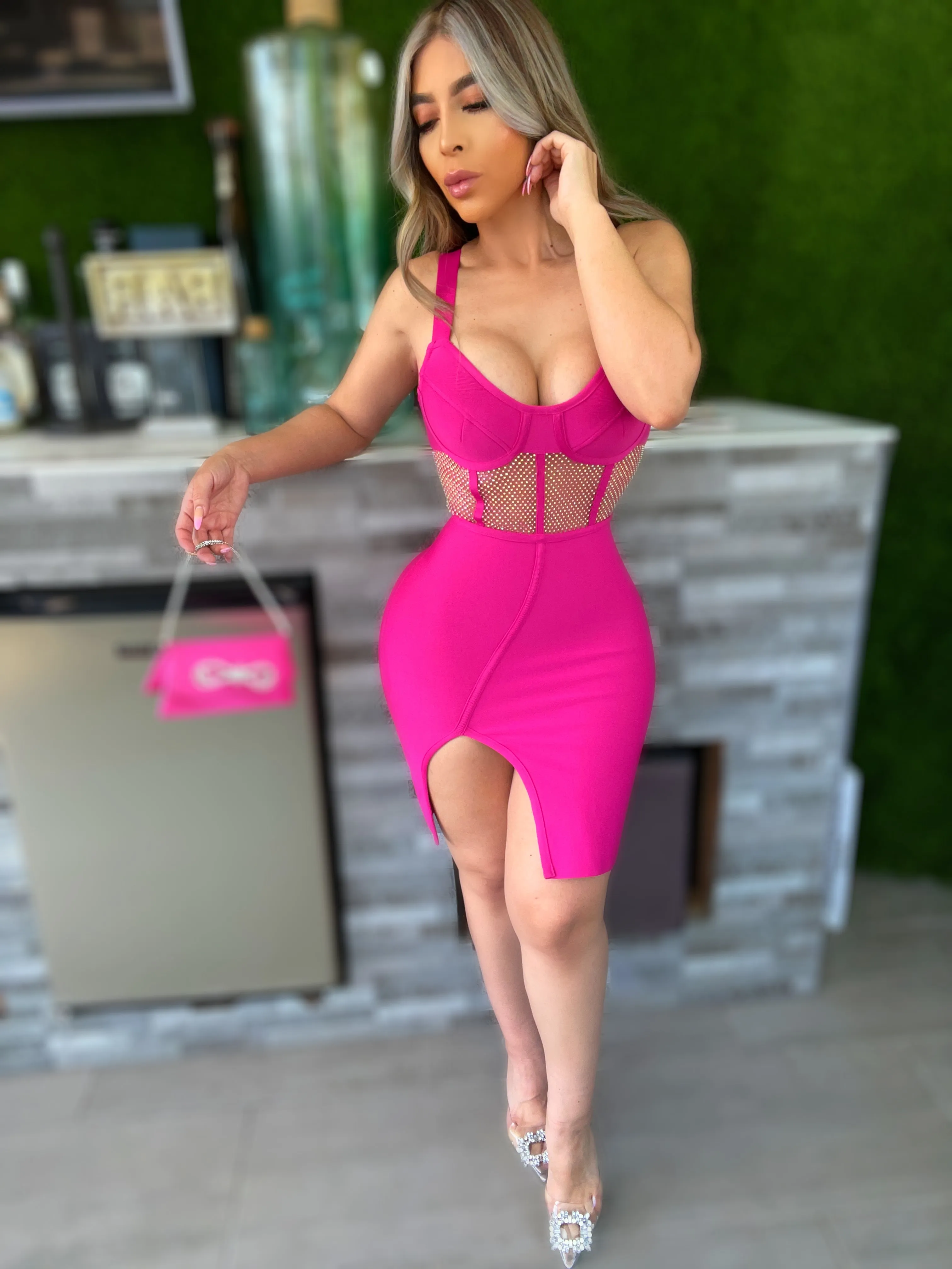 Iris Bodycon Dress(Pink)