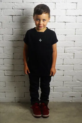 Kids Square Neck T-Shirt - Black