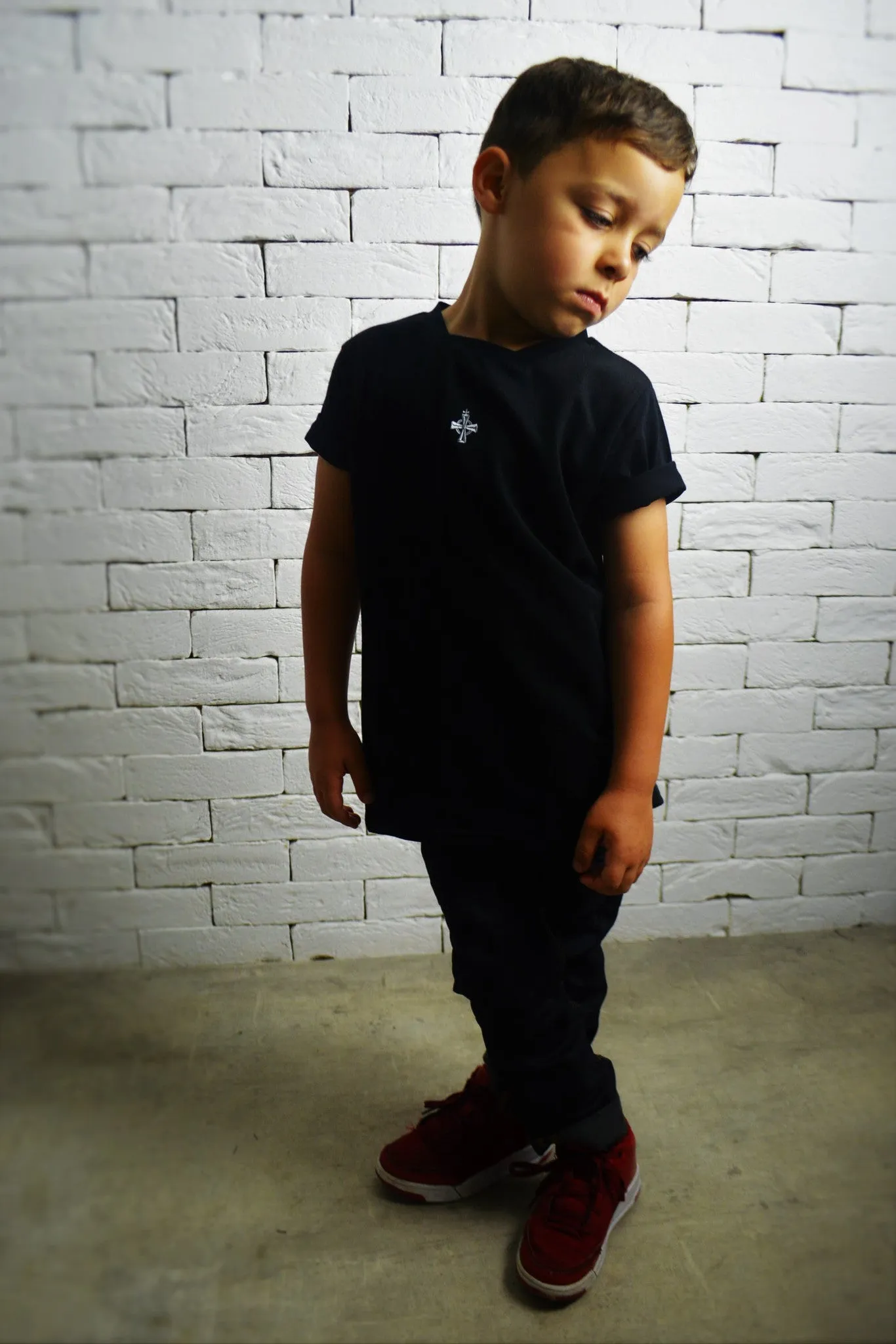 Kids Square Neck T-Shirt - Black