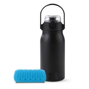 Kuber Industries Water Bottle & Mouse Wrist Pad Combo Set | Office Desk Essentials Combo | Vacuum Insulated Bottle with Handle | Pain Relief Wrist Pad | 1000 ML | HH-22111A-T-D001 | Multi