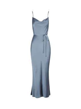 La Lune Bias Cowl Midi Dress - Blue Smoke