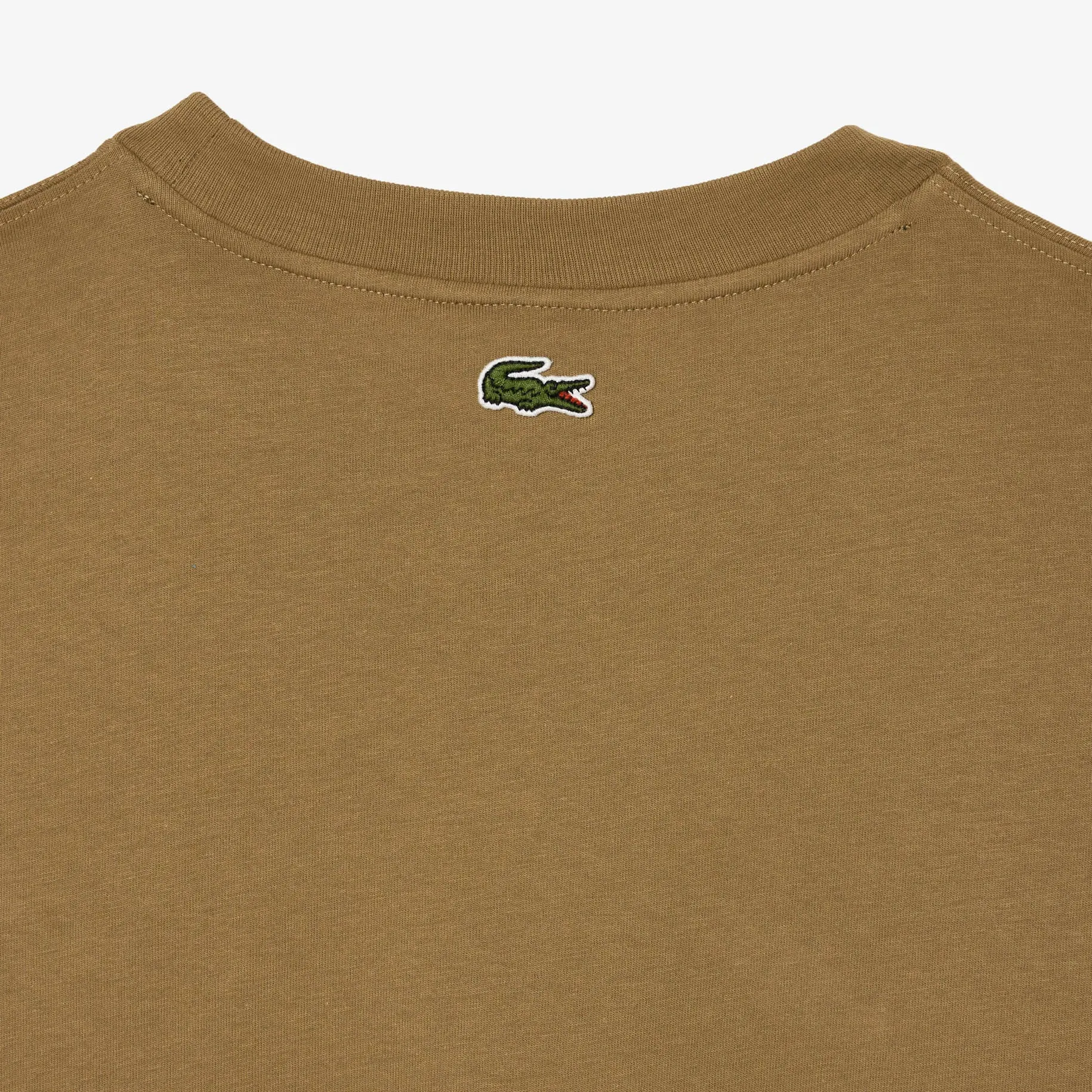 LACOSTE Men’s Crew Neck Loose Fit Crocodile Print T-Shirt - Brown