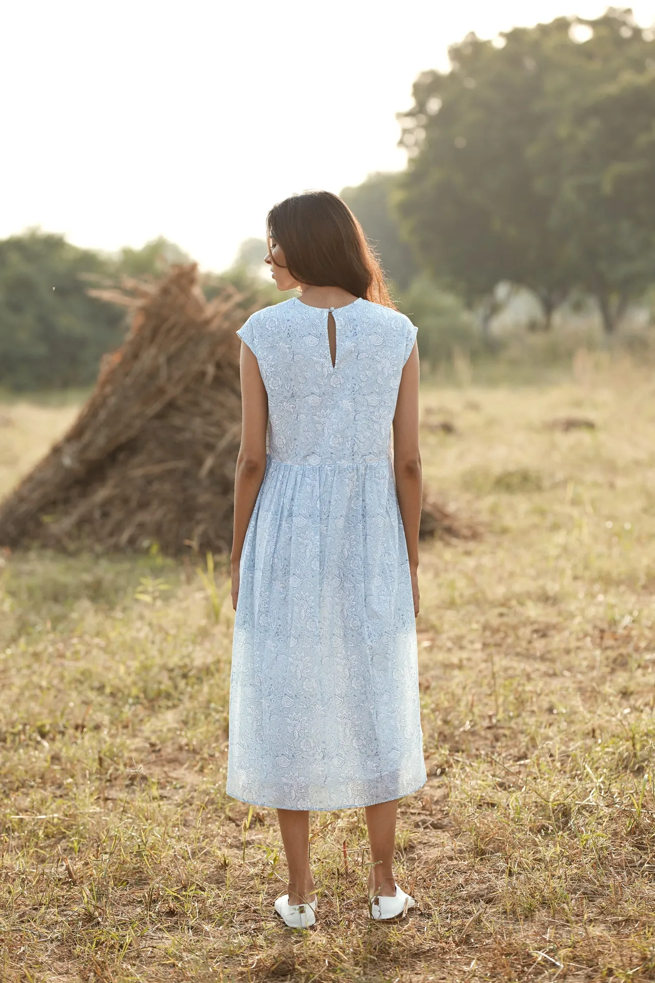 Lehar Dress - Floral in Aqua