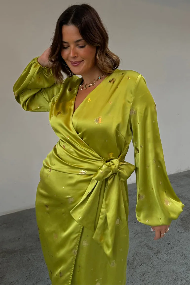 Lime Hearts Vienna Wrap Dress