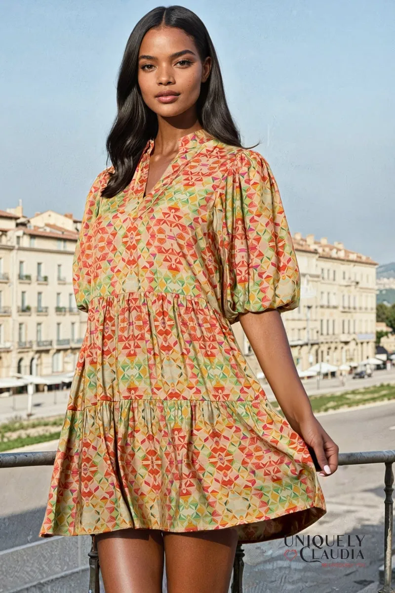 Lindsey Puff Sleeve Print Dress