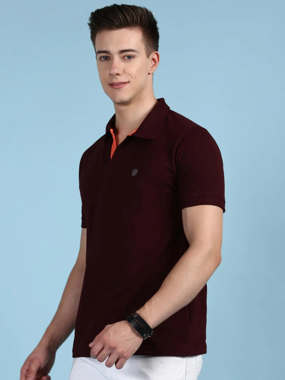 Lux Cozi Men's Pack of 1 Cofee Regular Fit Polo Neck Half Sleeve Solid Casual T-Shirt (Size : X-Large)