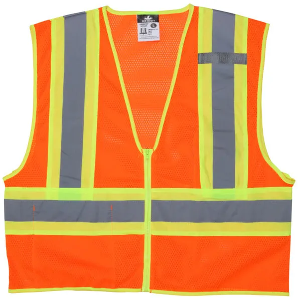 MCR Safety Class 2, Mesh, Yellow/Silver Stripes